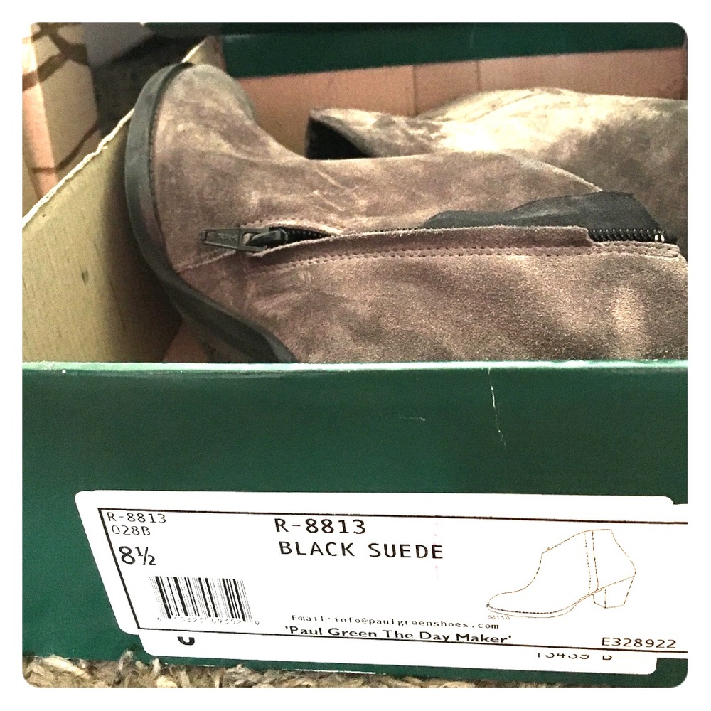 Grey suede booties by Paul Green